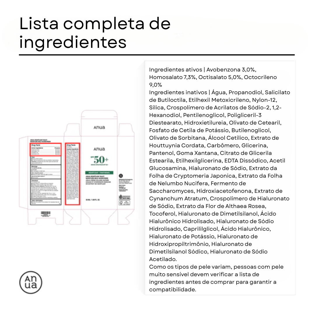 Protetor Solar Anua Suave e Hidratante Heartleaf Silky